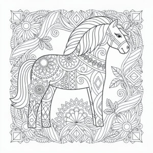 Abstrakt dalahäst med zentangle-detaljer