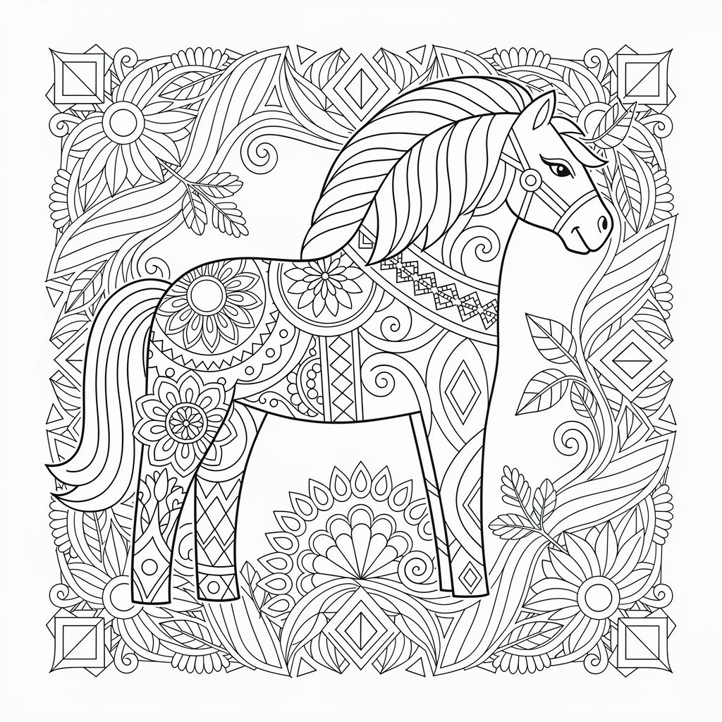 Abstrakt dalahäst med zentangle-detaljer