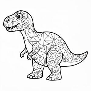 Abstrakt dinosauriemönster i meditativ stil för vuxna
