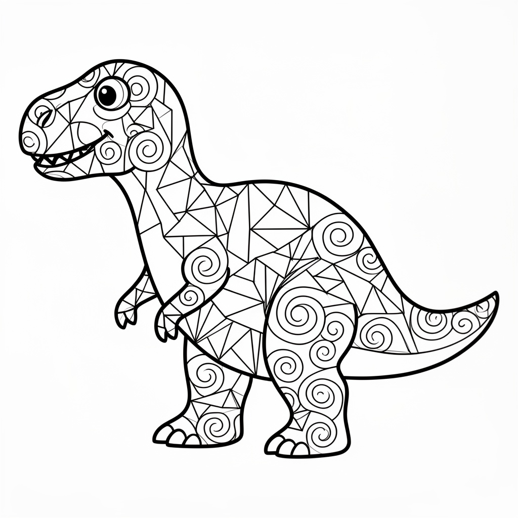 Abstrakt dinosauriemönster i meditativ stil för vuxna