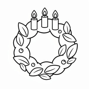 Adventskrans med ljus målarbild