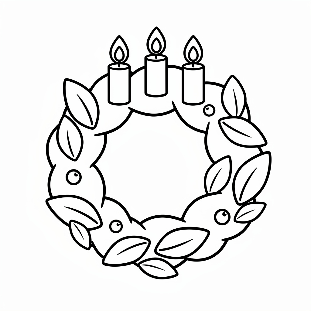 Adventskrans med ljus målarbild