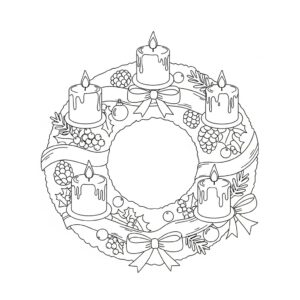 Adventskrans med rosetter målarbild