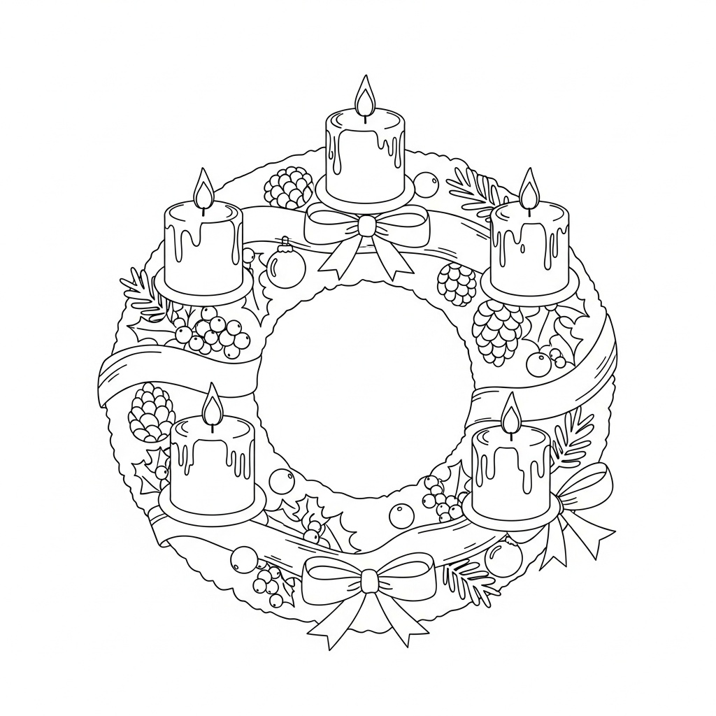Adventskrans med rosetter målarbild