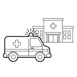 Ambulans framför sjukhuset