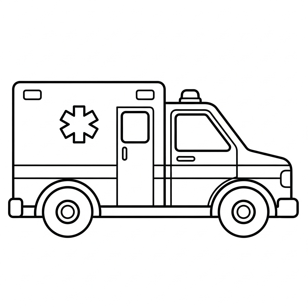 Ambulans i stillastående läge målarbild