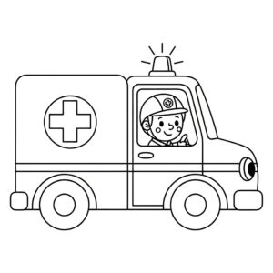 Ambulans med förare – gratis målarbild