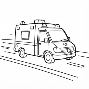 Ambulans på vägen teckning