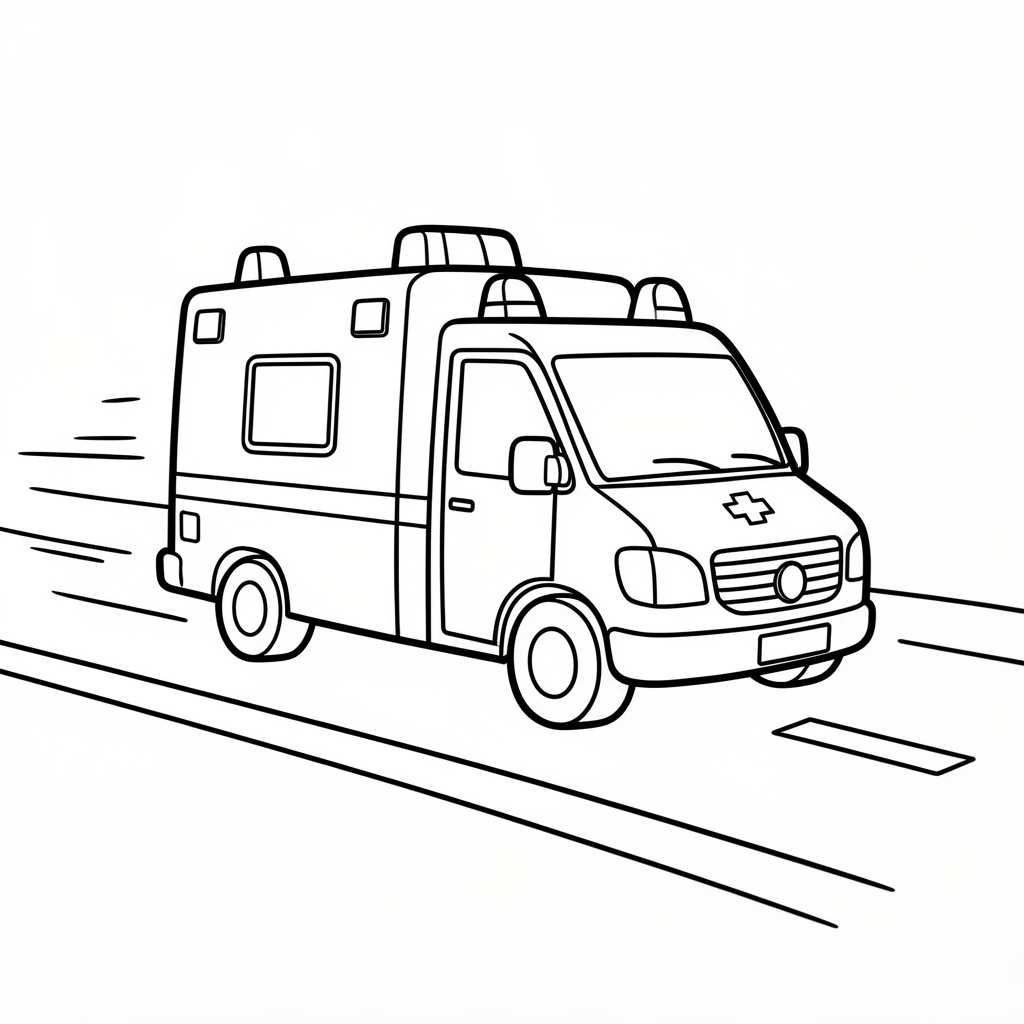 Ambulans på vägen teckning