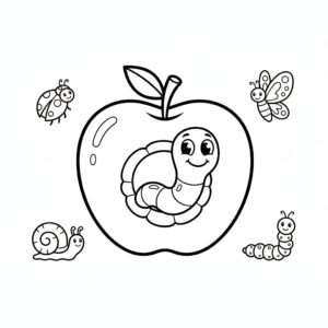 Äpple med mask och vänner