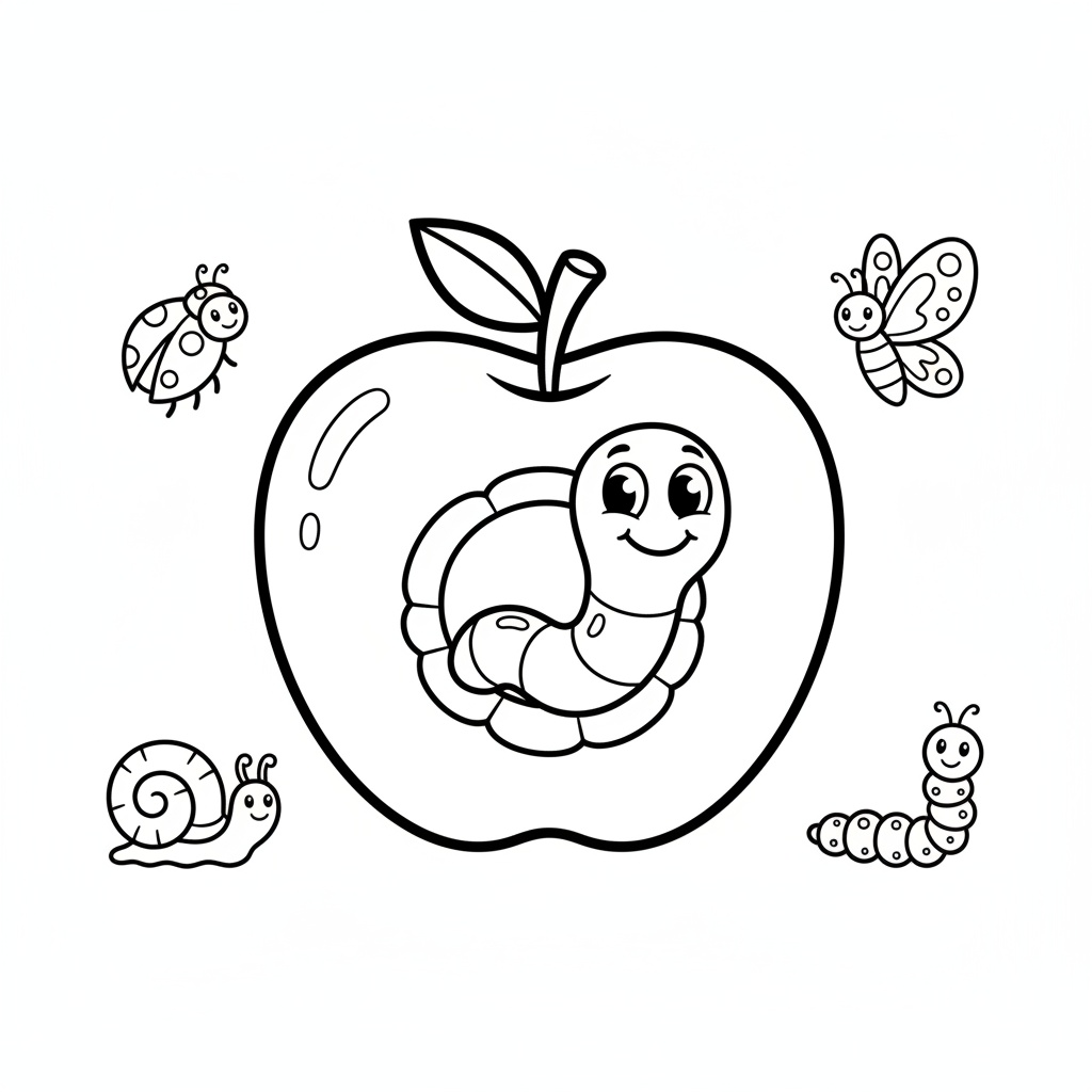 Äpple med mask och vänner