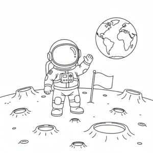 Astronaut på månens yta för barn