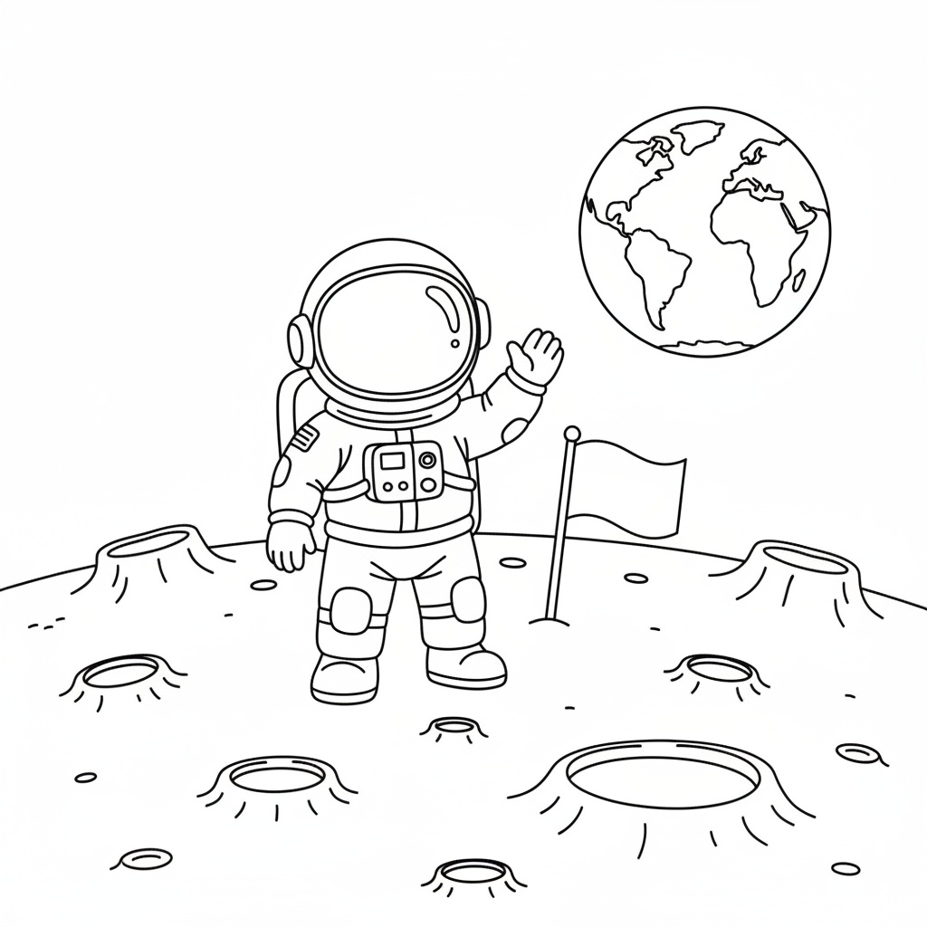 Astronaut på månens yta för barn