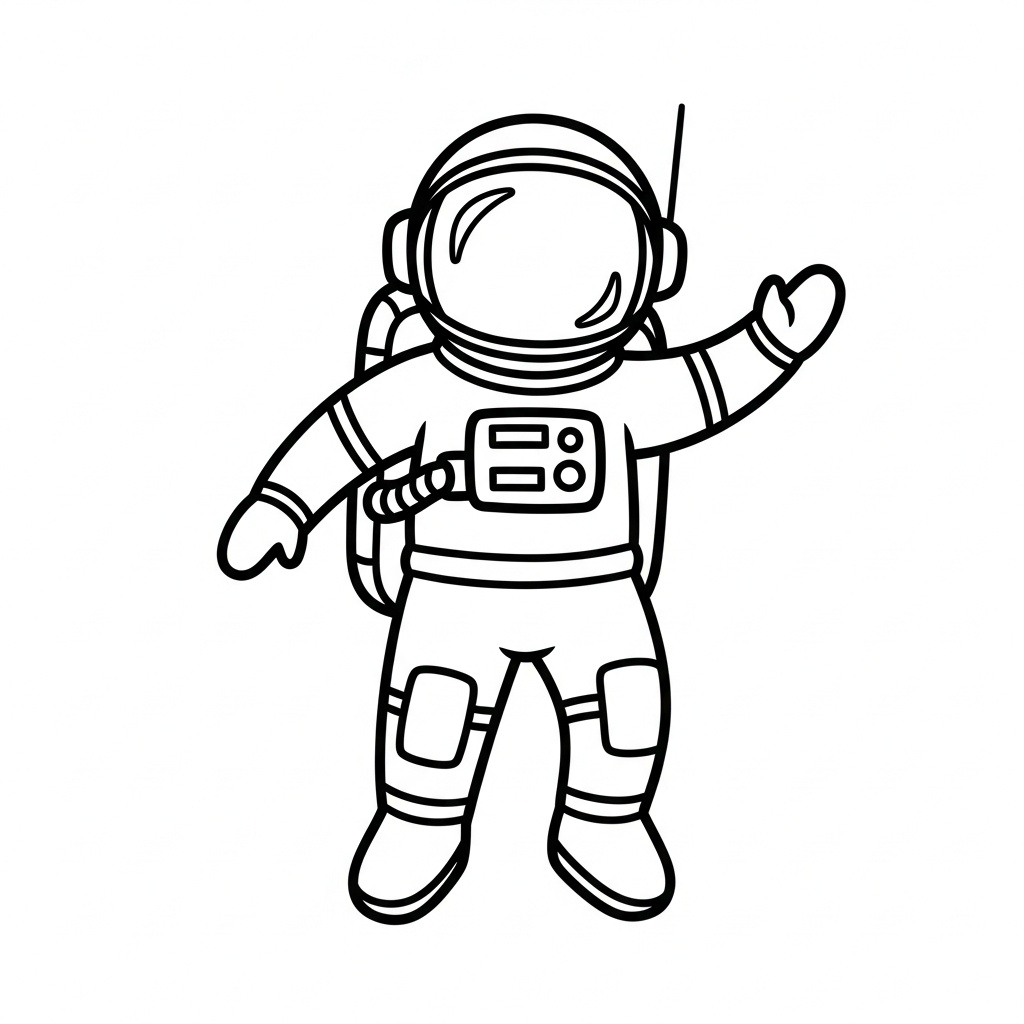 Astronaut svävar i rymden målarbild för yngre barn