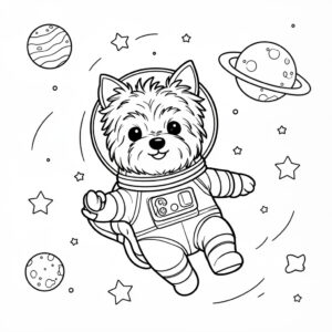 Astronauthund målarbild bland stjärnorna