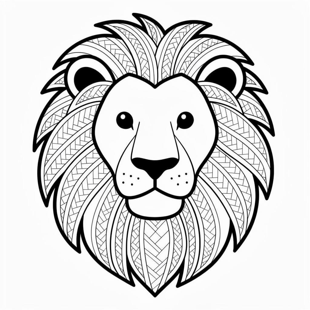 Avancerat zentangle lejonhuvud ritning för vuxna