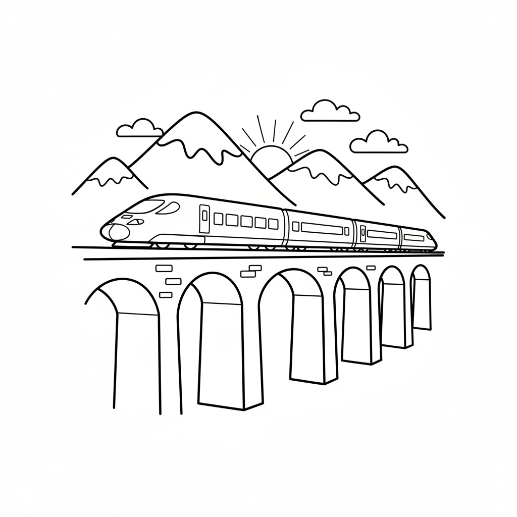 AVE supersnabbt tåg på viadukten
