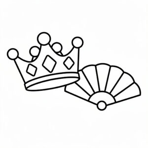 Bal: glittrande krona och solfjäder