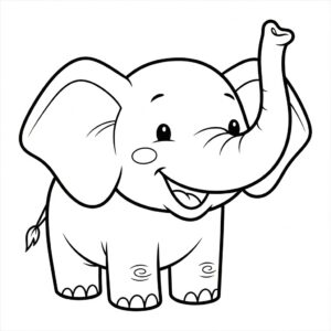 Barnvänlig elefant målarbild med vänligt ansiktsuttryck