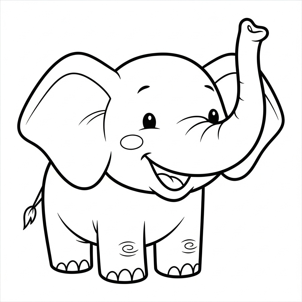 Barnvänlig elefant målarbild med vänligt ansiktsuttryck