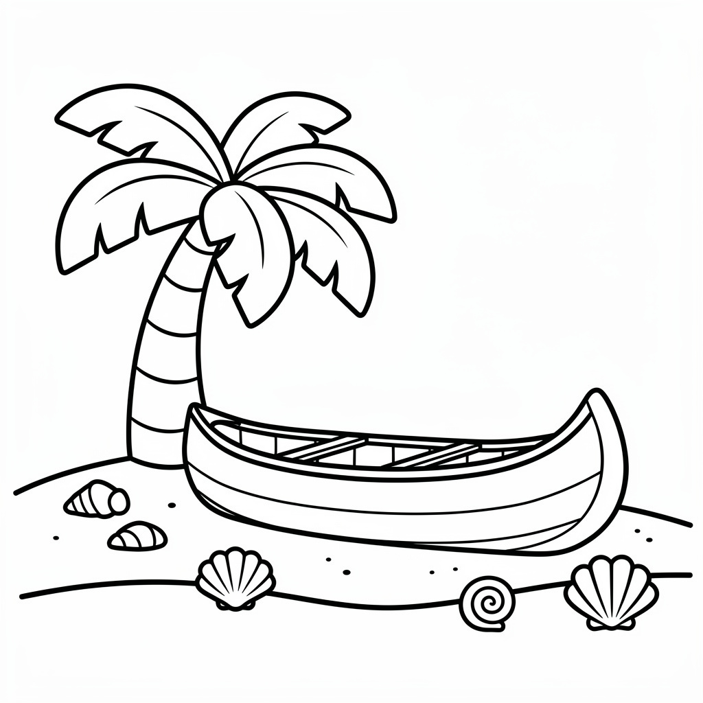 Båt på tropisk strand målarbild