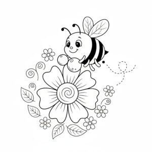 Bi samlar pollen från blommor