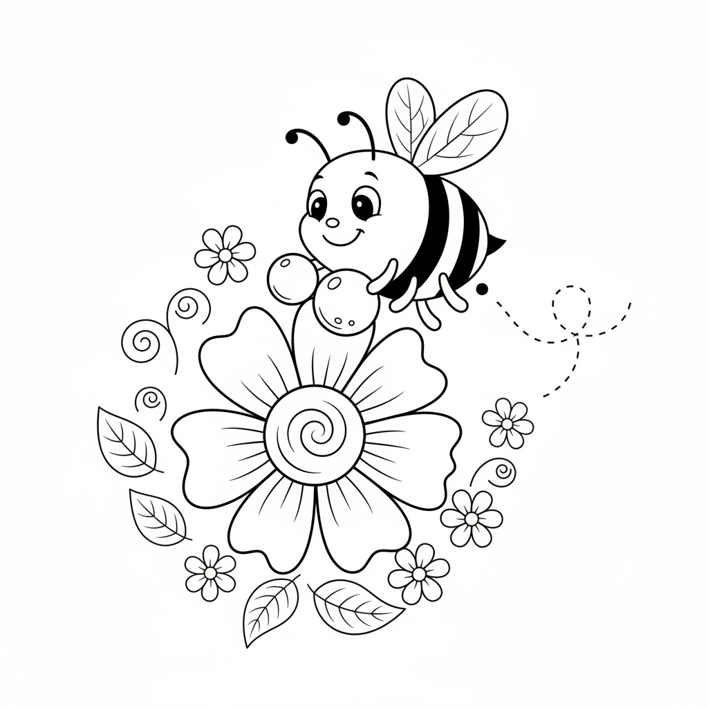 Bi samlar pollen från blommor