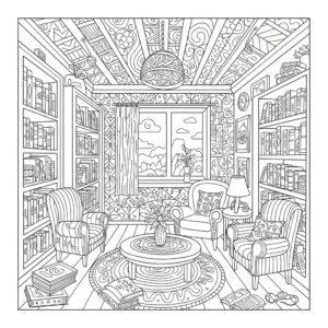 Bibliotek i zentangle-stil