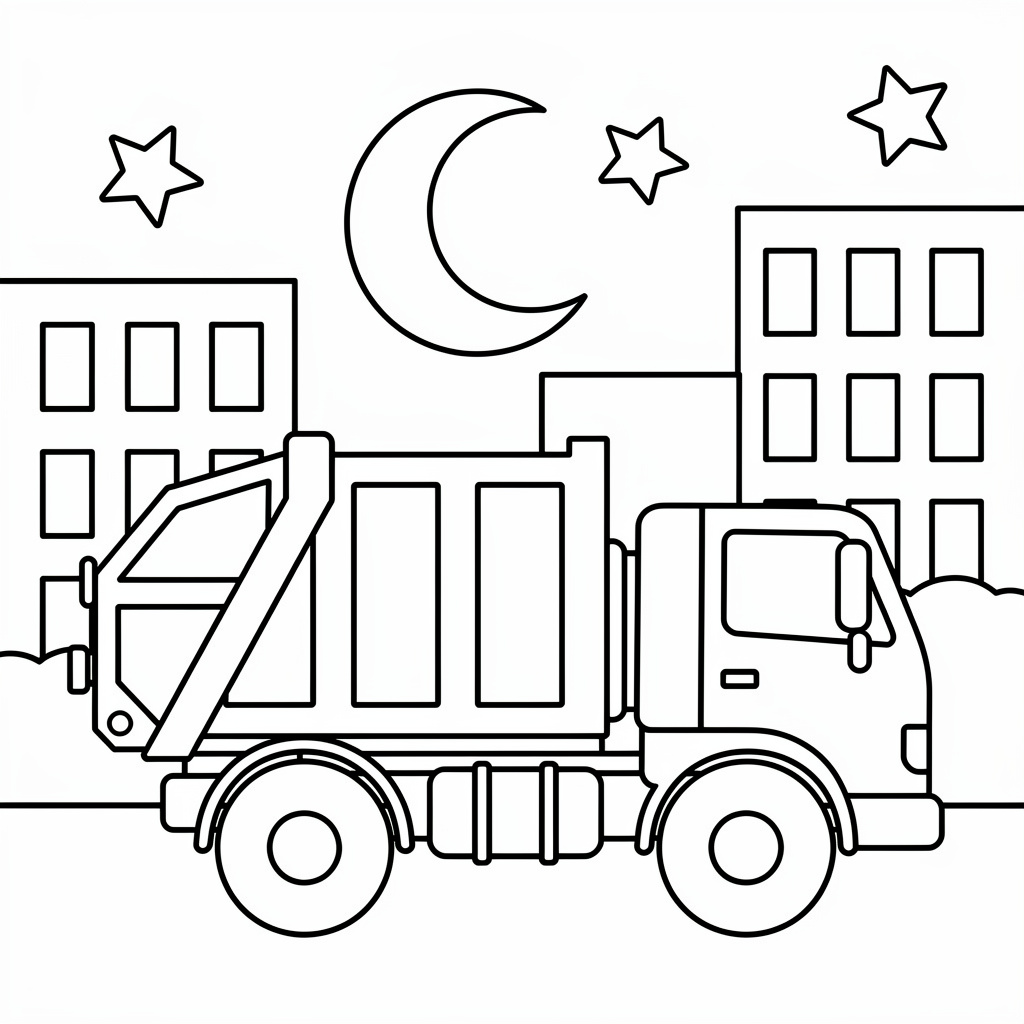 Blinkande sopbil på kvällsgatan