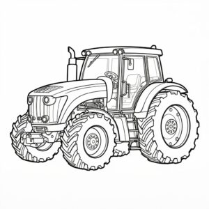 Bondgård målarbild: detaljrik traktor för skolbarn