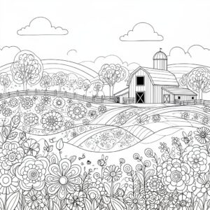 Bondgård zentangle: dekorativ gårdsplan för vuxna