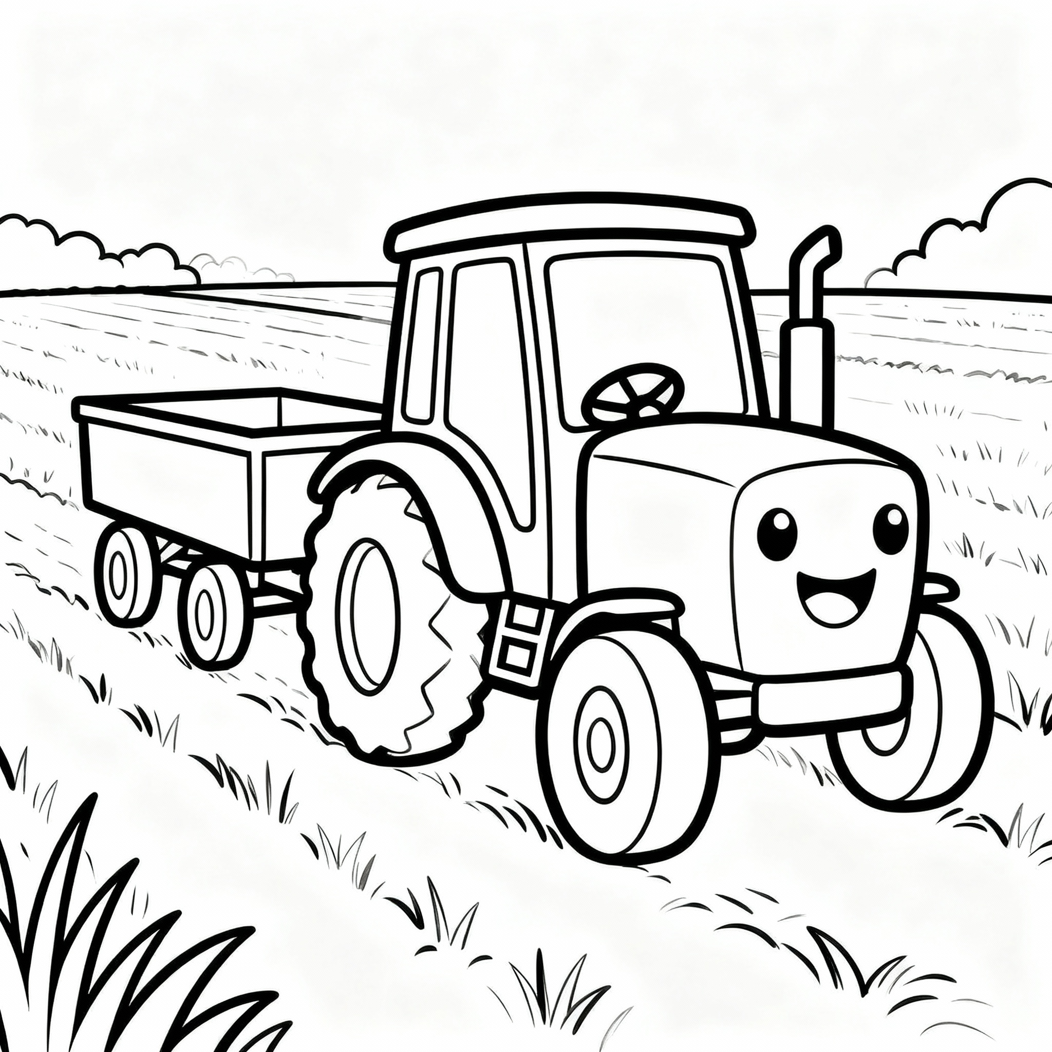 Bondgårdsfärgläggning med röd traktor