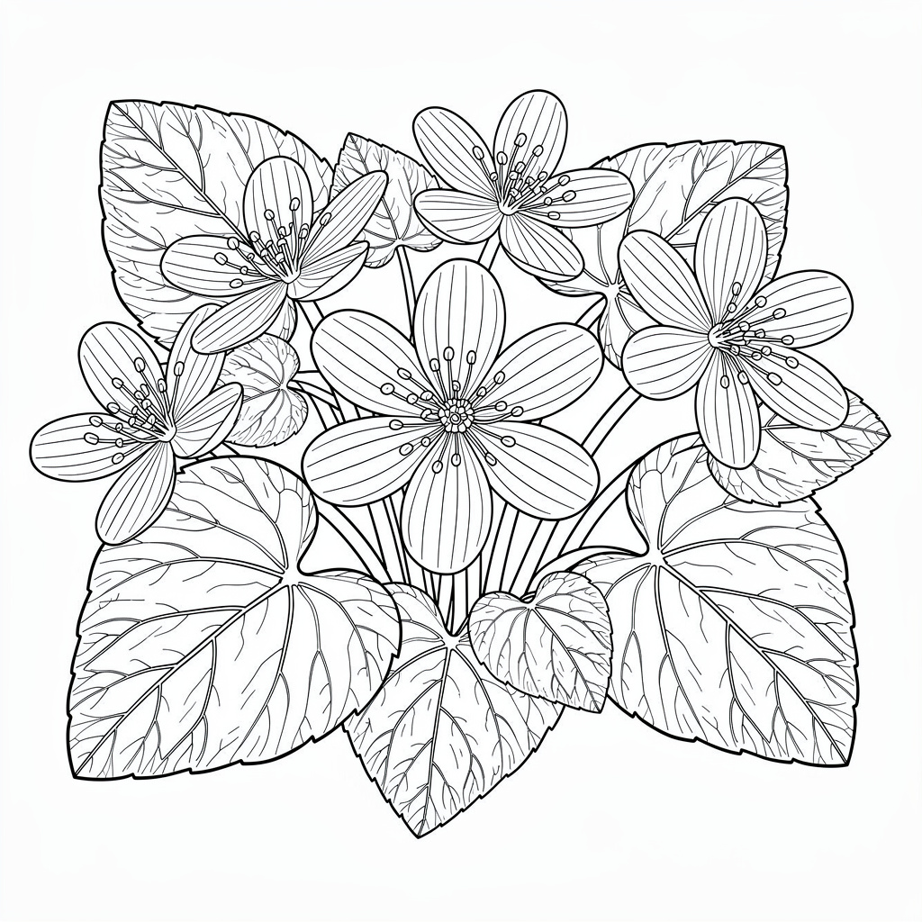 Botanisk Blåsippa med detaljer