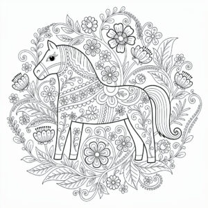 Botanisk dalahäst med kurbits-mönster