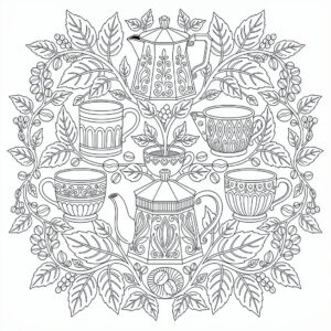 Botanisk fika med kaffebönor och blommor