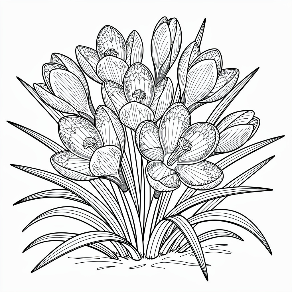Botanisk Krokus med zentangle-detaljer