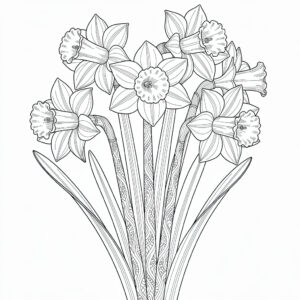 Botanisk Påsklilja med zentangle-detaljer