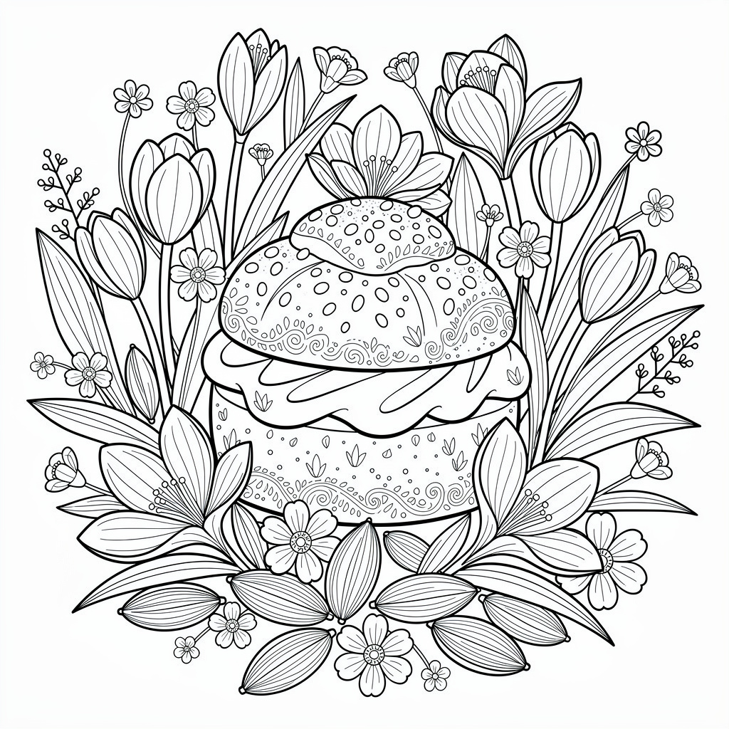 Botanisk semla med kardemumma och blommor