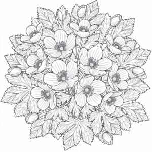 Botanisk Vitsippa med zentangle-detaljer
