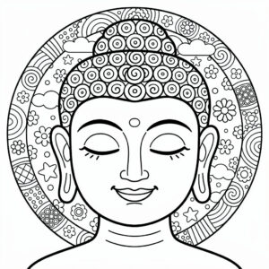 Buddha ansikte med zentangle mönster för vuxna