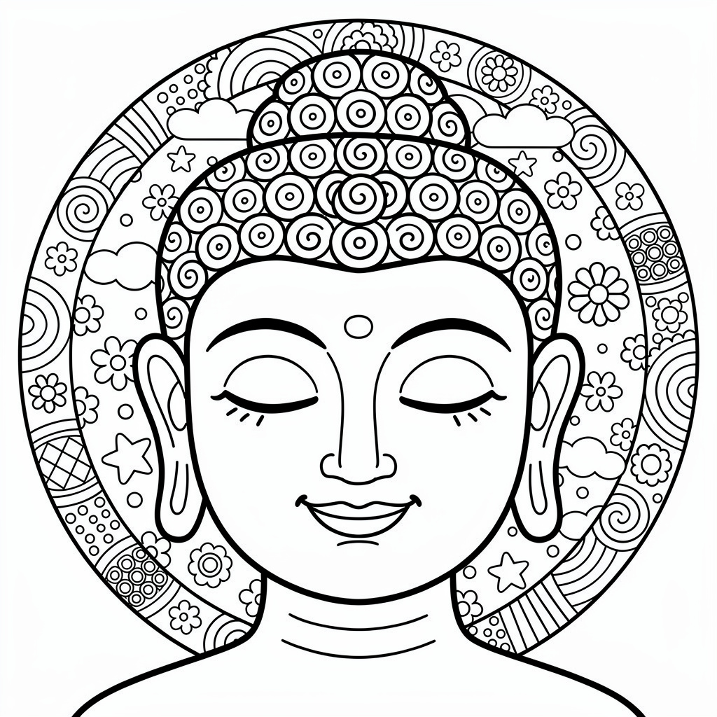 Buddha ansikte med zentangle mönster för vuxna