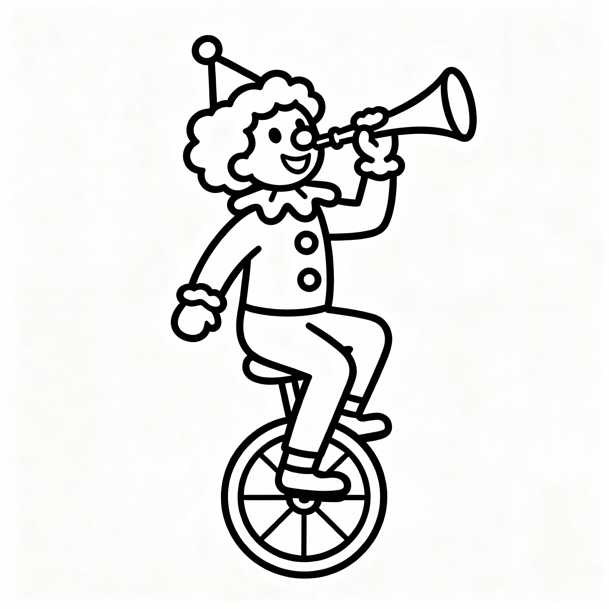 Clown målarbild med cykel