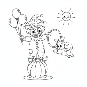 Clown och hundvän teckning