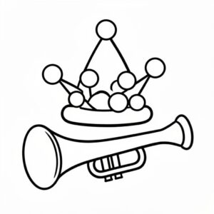 Clownmössa och trumpet målarbild