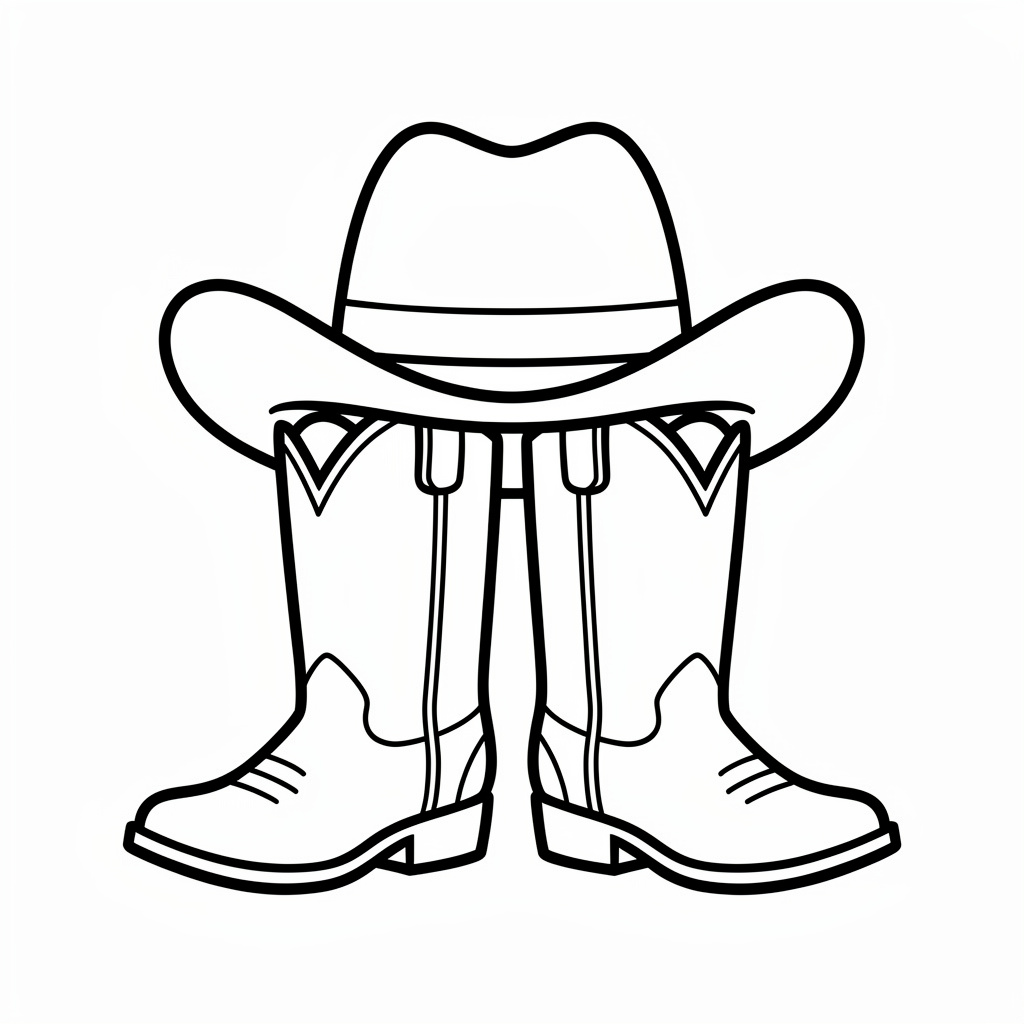 Cowboyhatt och stövlar målarbild för barn