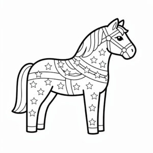 Dalahäst dekorerad med små stjärnor