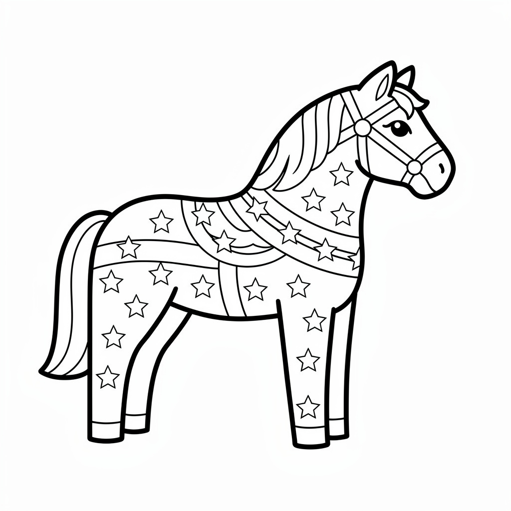 Dalahäst dekorerad med små stjärnor
