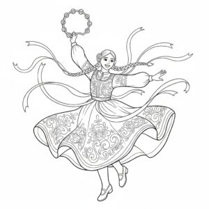 Dekorativ folkdansdräkt med band