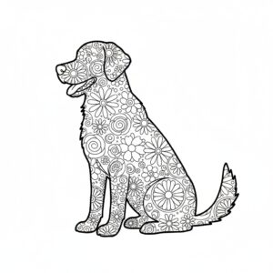 Dekorativ hund målarbild med mandala för vuxna