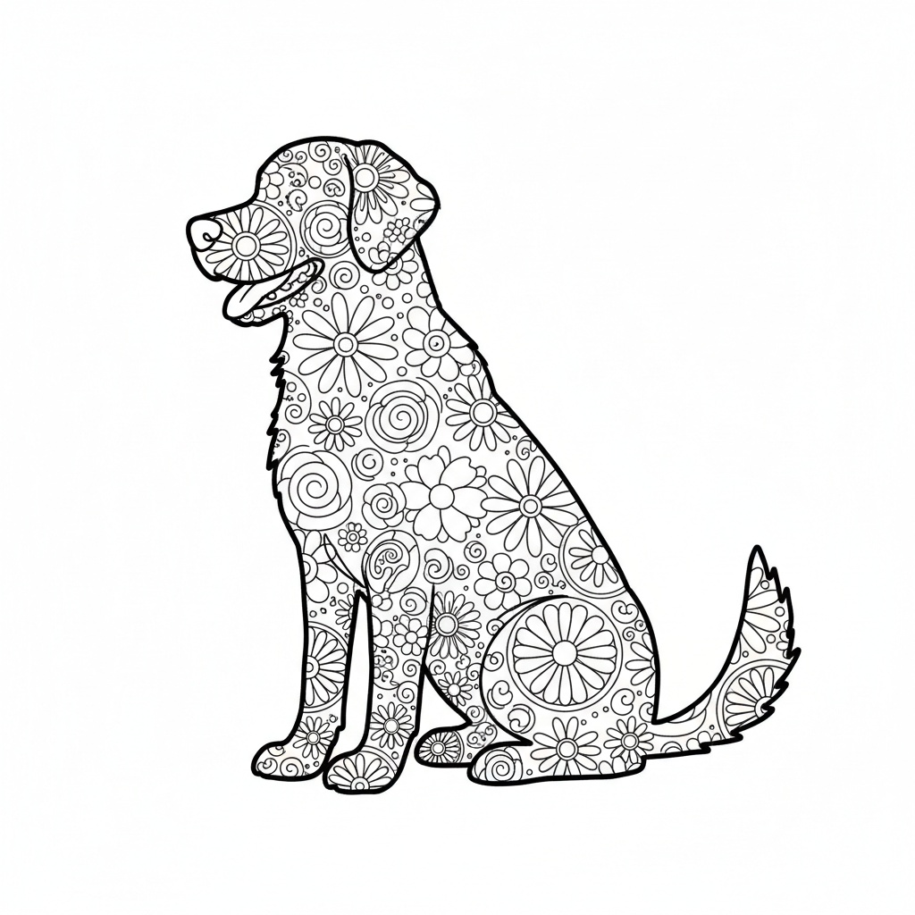 Dekorativ hund målarbild med mandala för vuxna